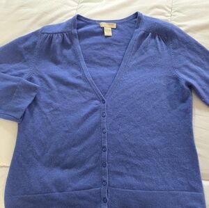 Elegant Blue Cashmere Women's Cardigan Sweater